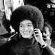 Angela Davis on Feb. 25, 1972, a day after she was released on $102,500 bail for murder, conspiracy and kidnapping charges in connection with the escape attempt at a Marin County Courthouse shoot-out in California in August 1970 (AP Images)